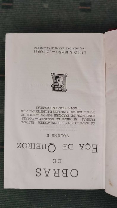 Obras de Eça de Queirós Volume II Edição Lello & Irmão