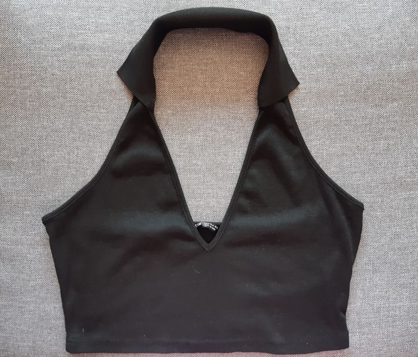 Czarna krótka bluzka crop top XL 42