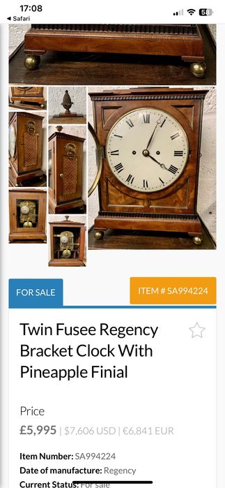 Relogio Mesa Inglês Séc XIX Ja Duff & Son  41 cm Pau-Santo Trabalhar