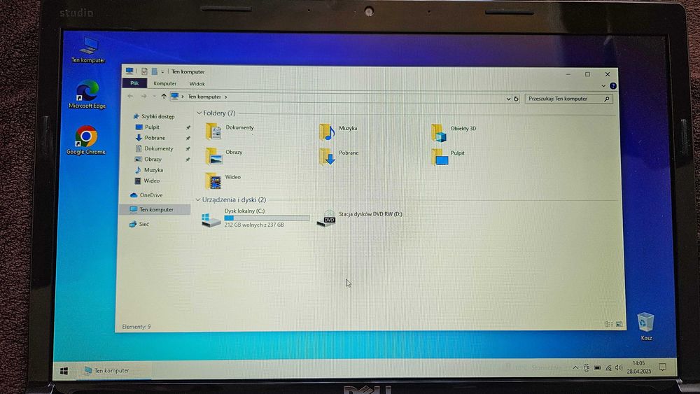 Laptop Dell Studio 1558 PP39L i3 3GB RAM 240GB SSD WIN10 Czerwony15,6"