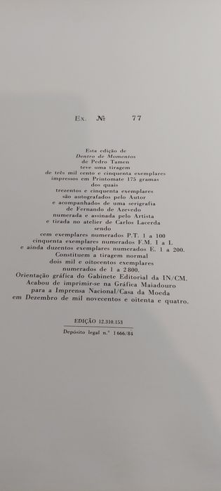 Dentro de Momentos - Pedro Tamen (Exemplar Numerado: N° 77)