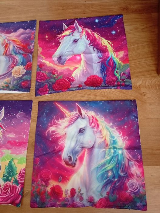 Poszewki na poduszki 45x45, jednorożce