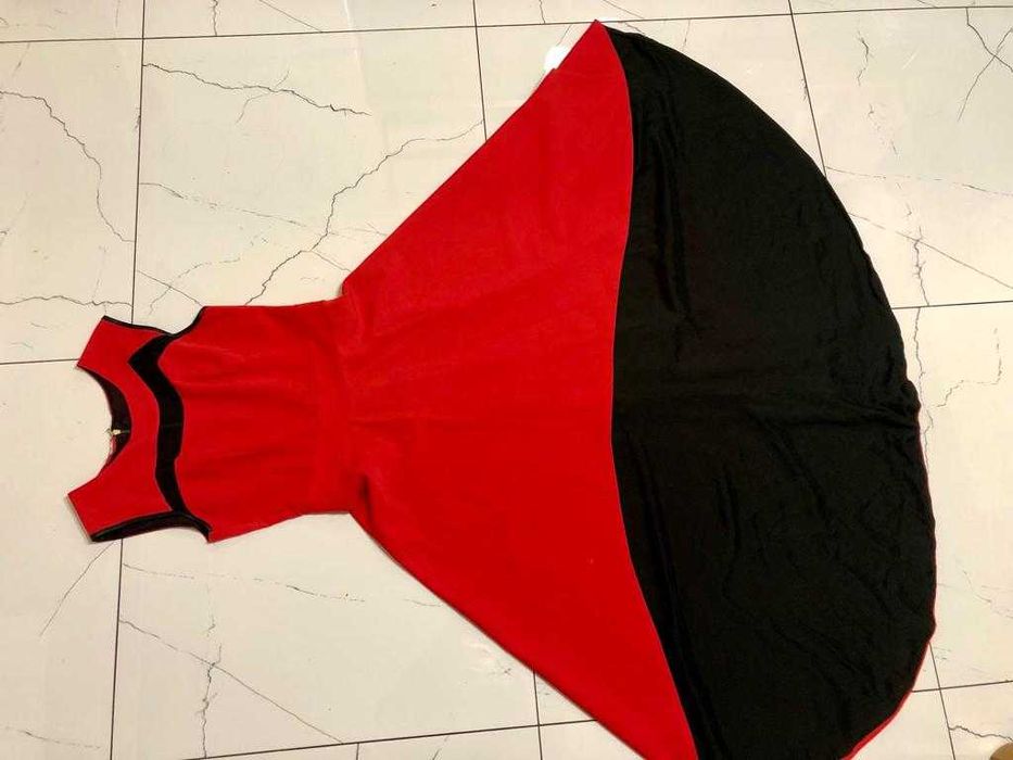 Elegancka sukienka czerwona/ czarna,  długa/ krótka - rozmiar 36