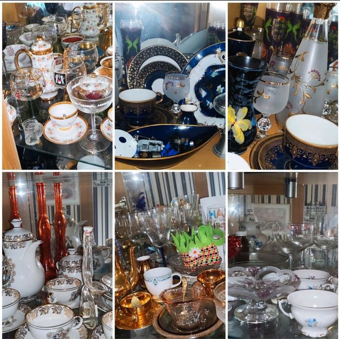 Фарфор, кобальт ,хрусталь.