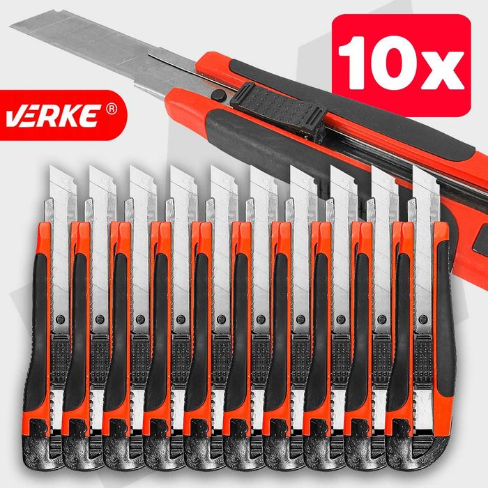 10x NÓŻ nożyk tapeciak składany ostrze ŁAMANE 18MM solidny MOCNY!!