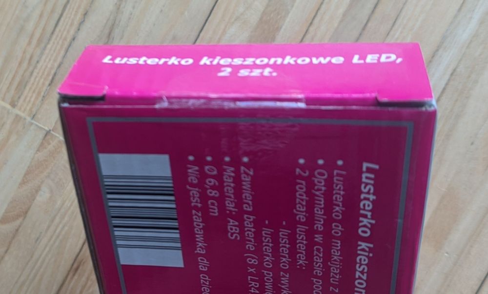 NOWE! Lusterka kieszonkowe LED 2szt czarne różowe PREZENT
