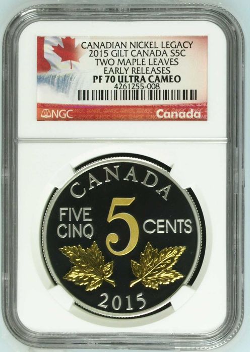 Moeda Prata 2015 $5 Canada 1 oz NGC PF70 UC proof