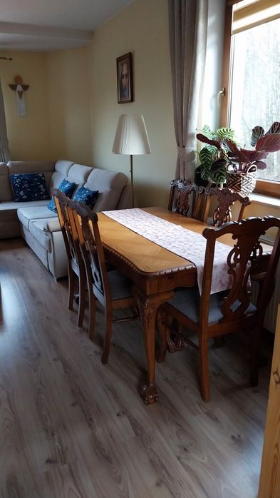 Stół z krzesłami lite drewno