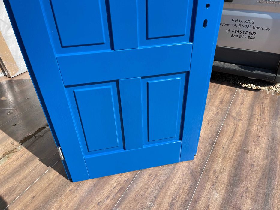 Drzwi Zewnętrzne Drewniane niebieskie Angielskie MONTAŻ  CAŁA POLSKA