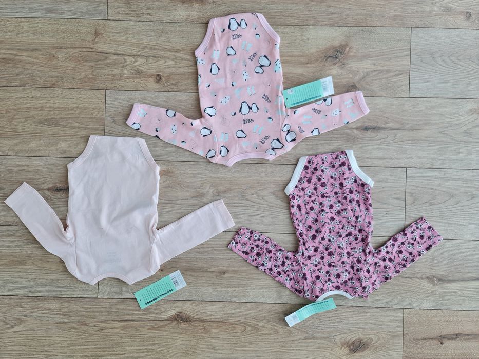 3x Body długi rękaw dziewczynka, r.62cm NOWE