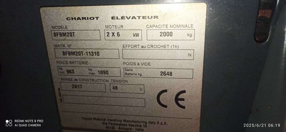 Wózek widłowy TOYOTA 2017r.  2t triplex 4 sekcje linde jungheinrich