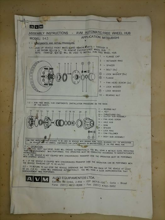 Avm943 cubos automático para Mitsubishi L200