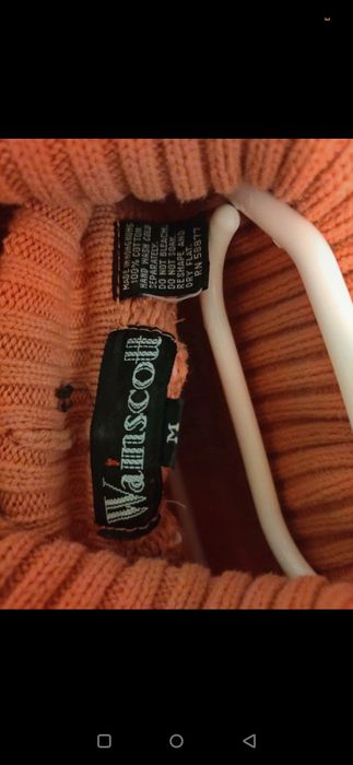 Koralowy sweter z golfem sukienka oversize m