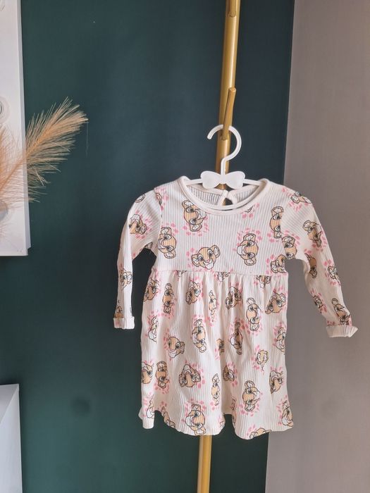Sukienki dziewczęce primark 74 biała różowa disney simba lion king