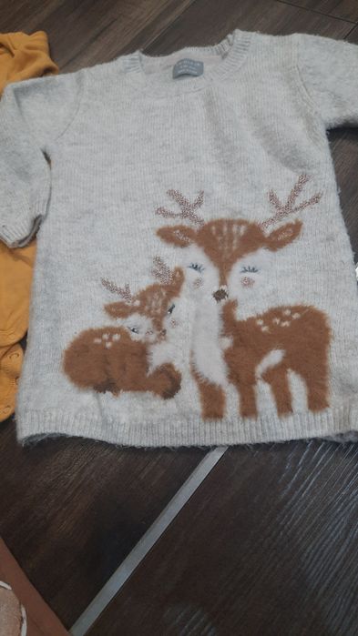 Paka ubranek beże brazy jesień 92 98 body spodnie z meszkiem liski