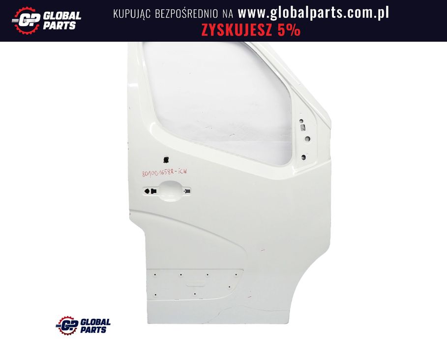 Renault Master III Drzwi Lewe Przednie Panel Drzwi Ice White - 389