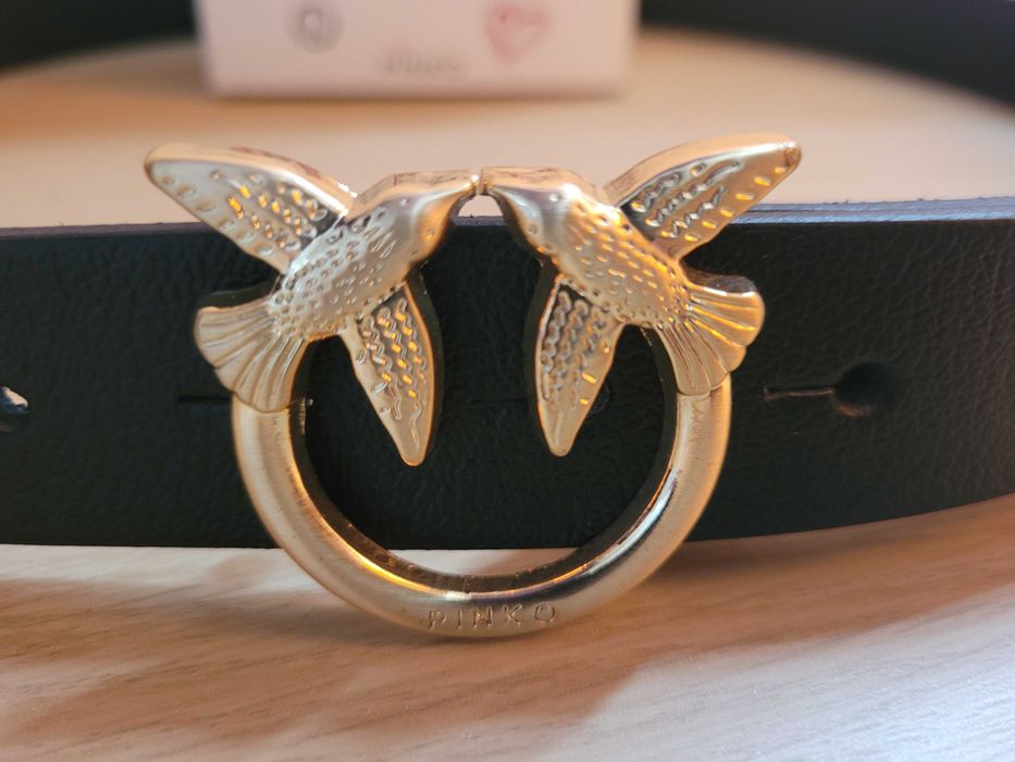 Damski czarny skórzany pasek 115 cm