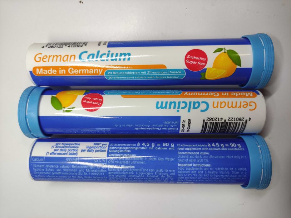 German Calcium Tabletki musujące z wapniem 500mg cytrynowe T&D Pharma  3 x 20 szt