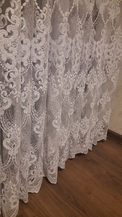 Тюль фатин с королевской вышевкой 5м, 5.5м, 8м, 11.5м, шифон в короны