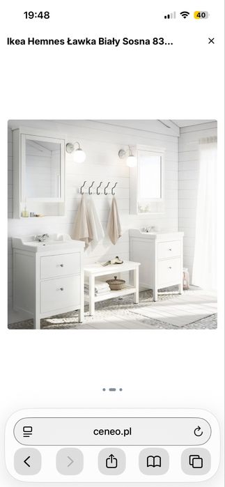 Ława ławka szafka HEMNES  Ikea biała stolik