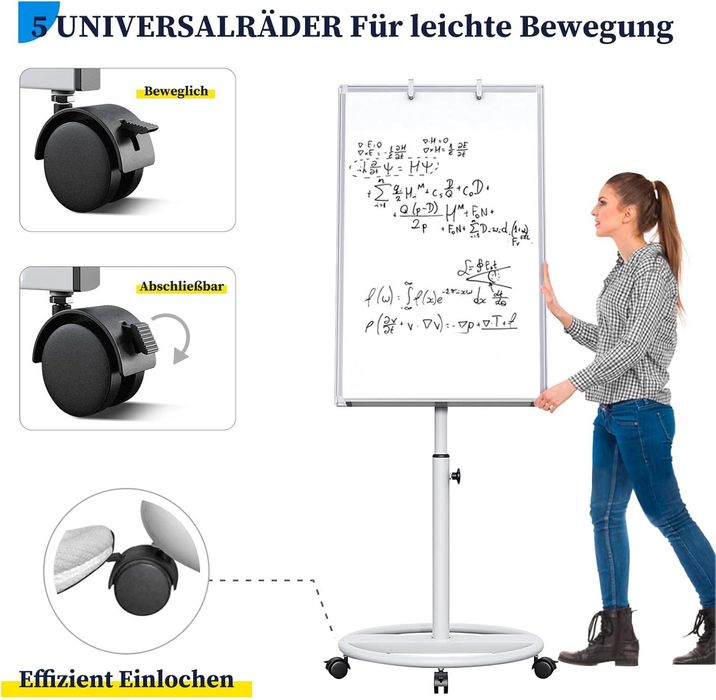 Flipchart Magnetyczny 60 X 90 CM Tablica na Kółkach