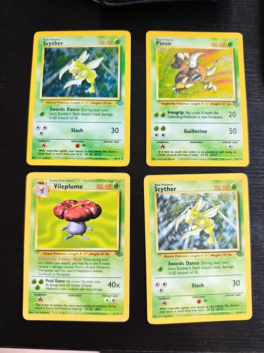 Karty Pokemon Jungle - pinsir holo, Scyther holo i nonholo , vileplume non-holo