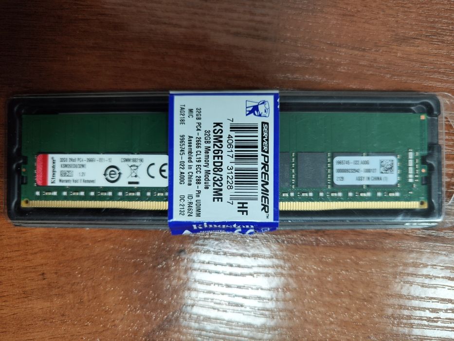 Пам'ять для серверів  Kingston DDR4, 32 GB, 2666MHz, CL19 (KSM26ED8/32