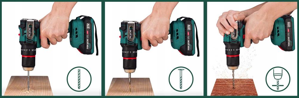 ZESTAW Wiertarko wkrętarka akumulatorowa BEZSZCZOTKOWA udarowa PRO 21V