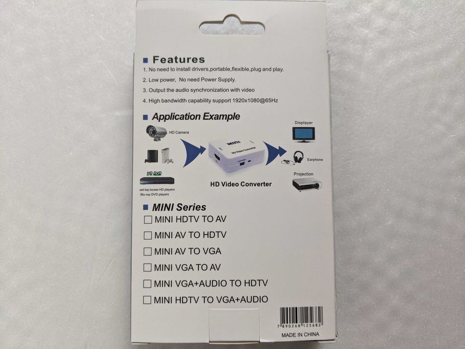 Конвертер, адаптер VGA to HDMI + mini USB + аудіо Jack 3.5