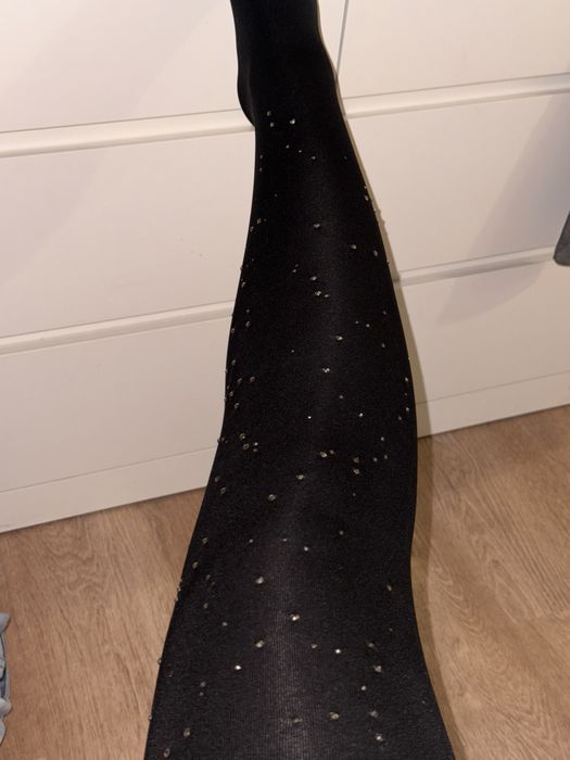 Kryjące czarne rajstopy z kryształkami Calzedonia 3/4 M/L