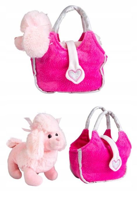 Рожевий Песик пудель в сумочці собачка