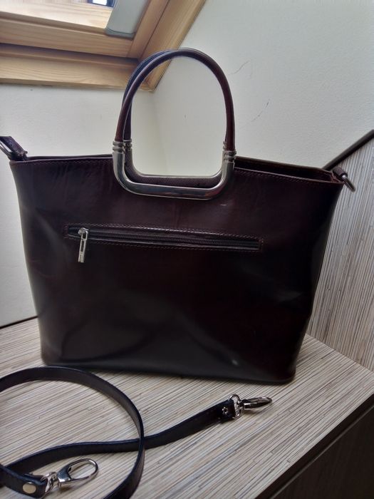 Torebka skórzana włoska brązowa