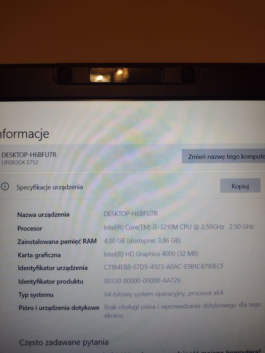 Laptop Fujitsu Lifebook E752 i5-3210M 4GB RAM, 120GB SSD, Win 10Pro