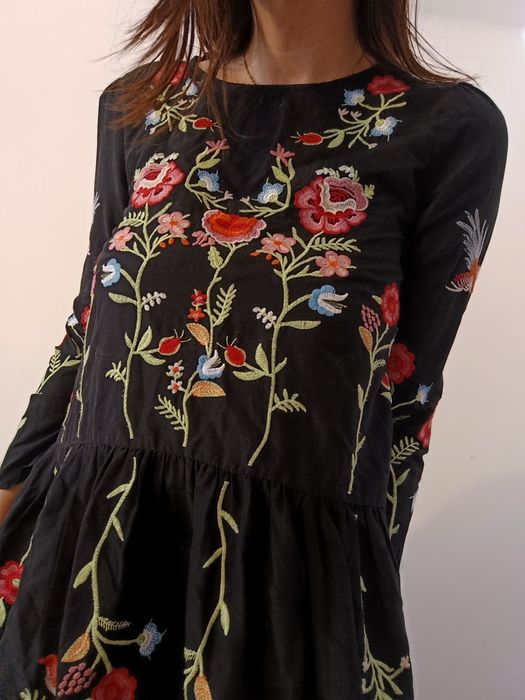 Boho sukienka/tunika z haftem, Zara xs