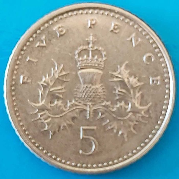 5 Pence de 2003, Reino Unido, Isabel II, Cardo