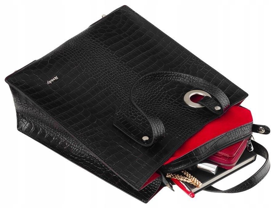 stylowy, prostokątny shopper damski ze skóry naturalnej - rovicky