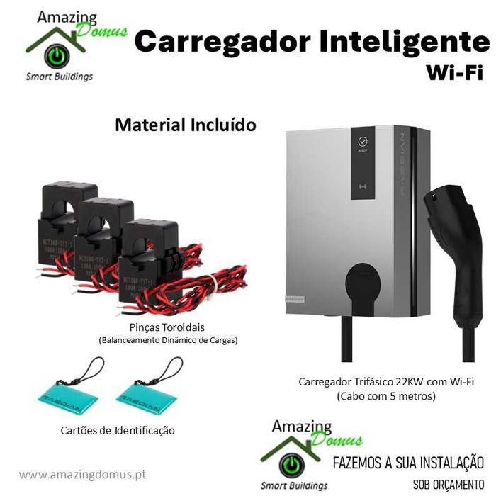 Carregador Carro Trifásico 22KW WiFi  Wallbox para Veículos Elétricos