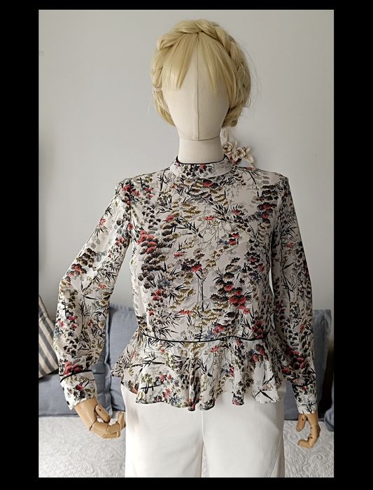 Zara bluzka blouse biust 48x2 M L baskinka koktajl kwiatowy urocza