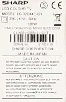 Sharp 32 cale DVB-T model LC-32D44E-GY