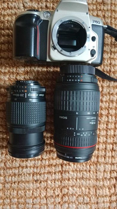 Lustrzanka, Aparat Fotograficzny Nikon F60 + 2 obiektywy