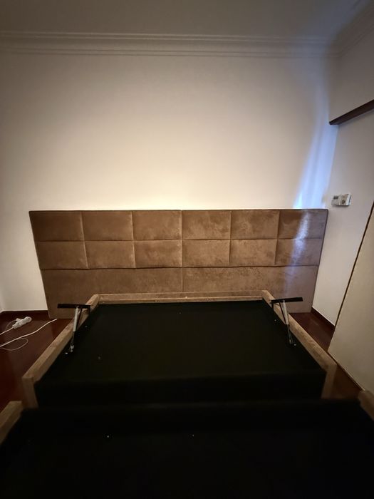 Cama de Casal com Arrumação Hidráulica + Colchão Emma Diamond Hybrid | Excelente Estado | Santarém