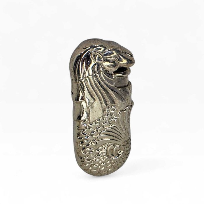 Isqueiro Vintage Metal – Cabeça de Leão / Dragão Asiático – 7 cm