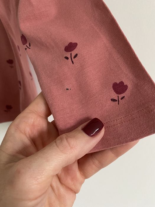 Bluzka lindex różowa 92 kwiatki kołnierzyk