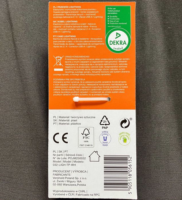 Kabel Ładowarka Lightning iPhone iPad iPod 1,5 m