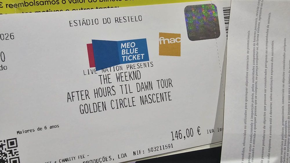 Bilhetes para o concerto dos The Weeknd