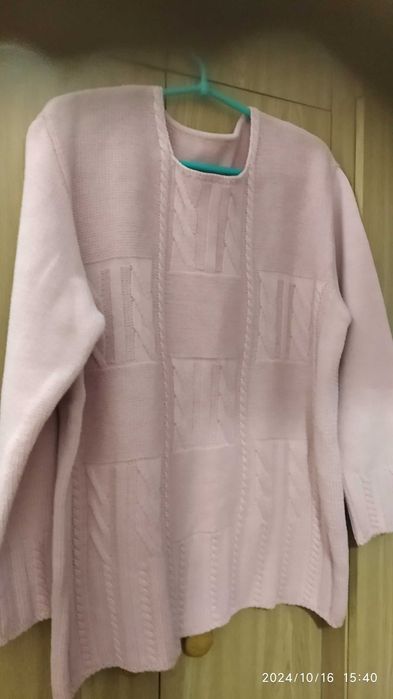 В'язаний джемпер жін. 50-52р напіввовна, пастельно рожевий пудровий