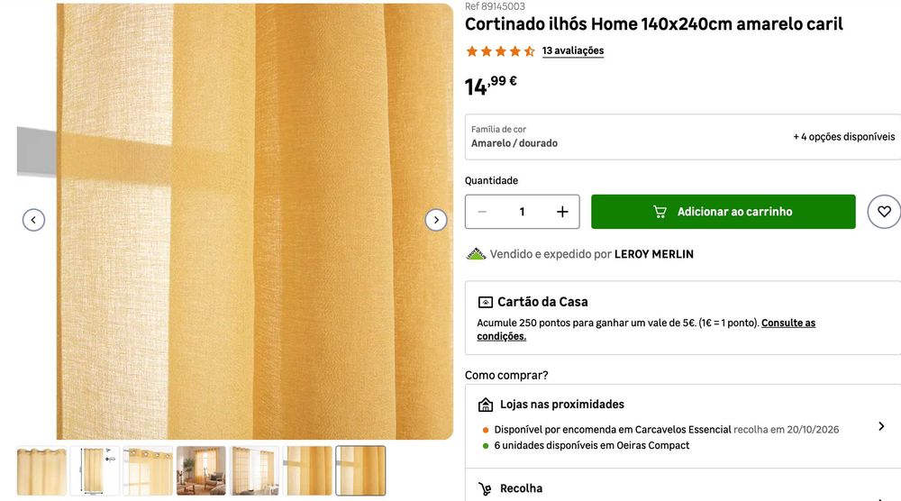 Conjunto de 4 cortinas Leroy Merlin