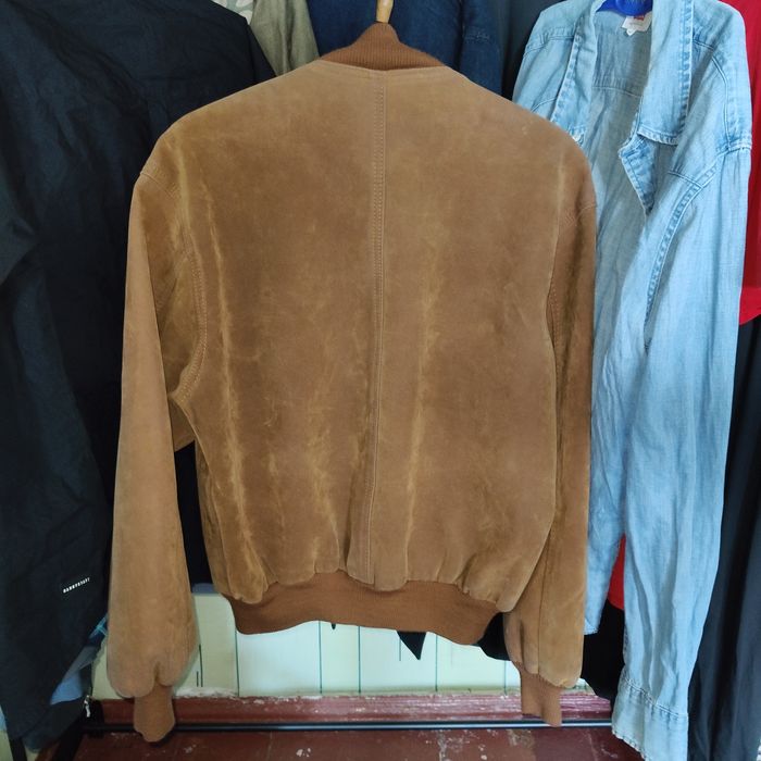 Vintage Italian Leather Suede Bomber Jacket Brown