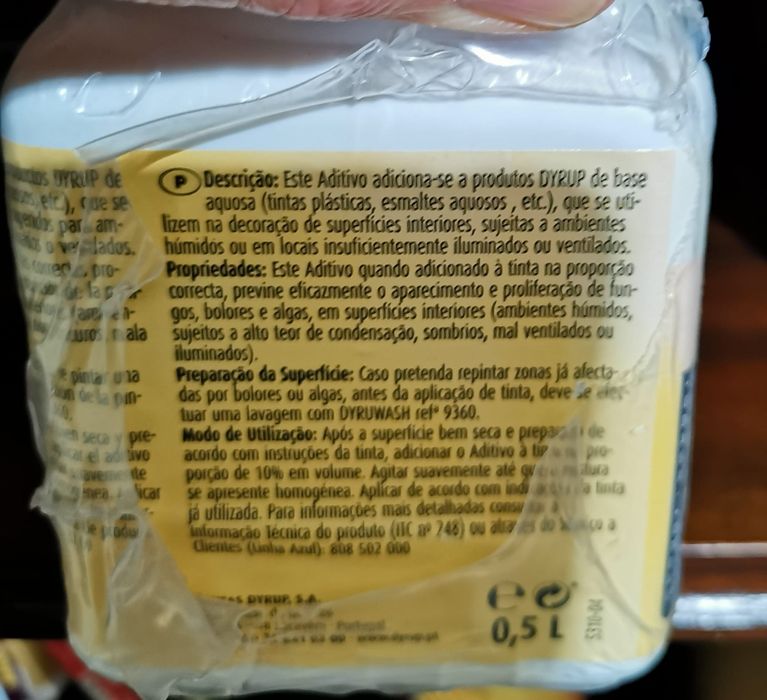 Aditivo Dyrup para tintas ( humidade, fungos, etc)