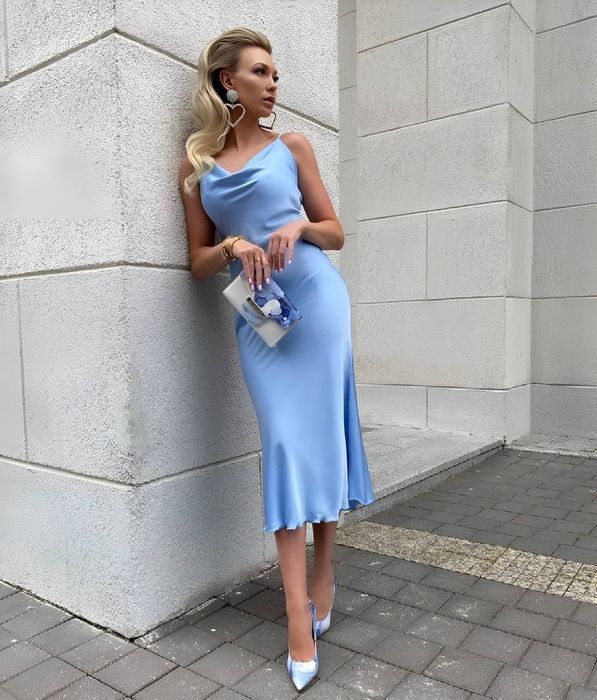 Міді сукня комбінація на бретелях шовкова сатинова атласна миди платье